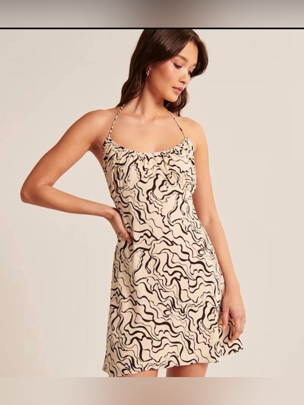 Abercrombie & Fitch Halter Ruched Abstract Print Mini Dress Size XL